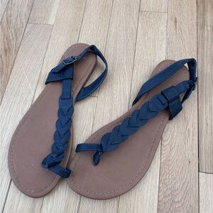Women's Braided Navy Strap Sandals
